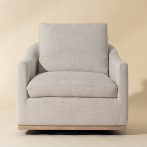   White Linen Swivel Lounge Chair | Oroa.com