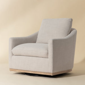   White Linen Swivel Lounge Chair | Oroa.com