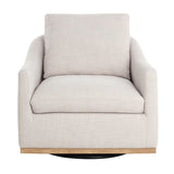 Modern European furniture - White Linen Swivel Lounge Chair - www.oroa.com