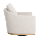 Modern European furniture - White Linen Swivel Lounge Chair - www.oroa.com