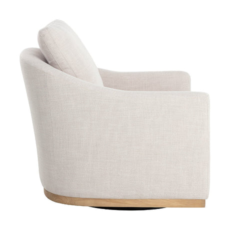 Modern European furniture - White Linen Swivel Lounge Chair - www.oroa.com