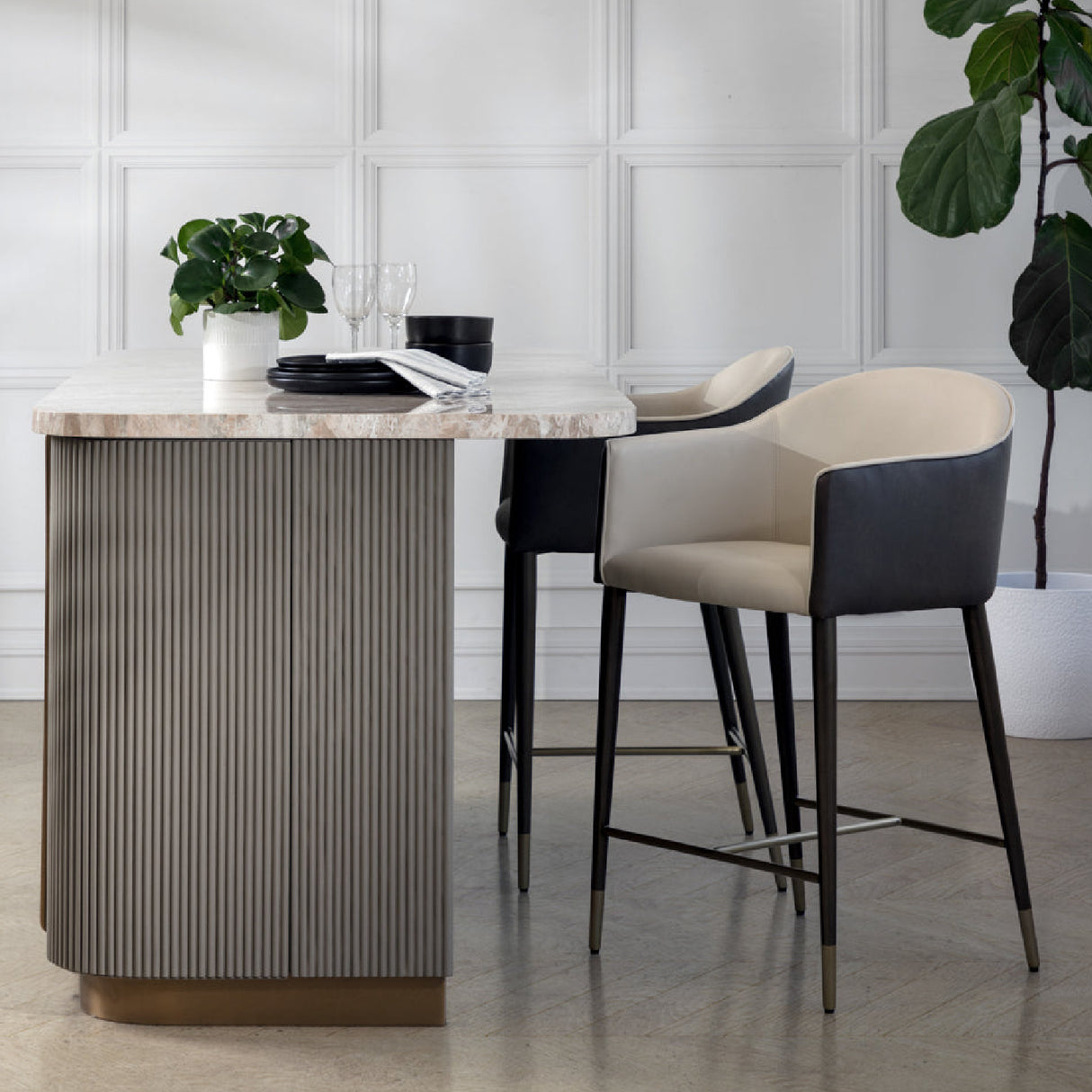   Cream Leather Counter Stool | Oroa.com