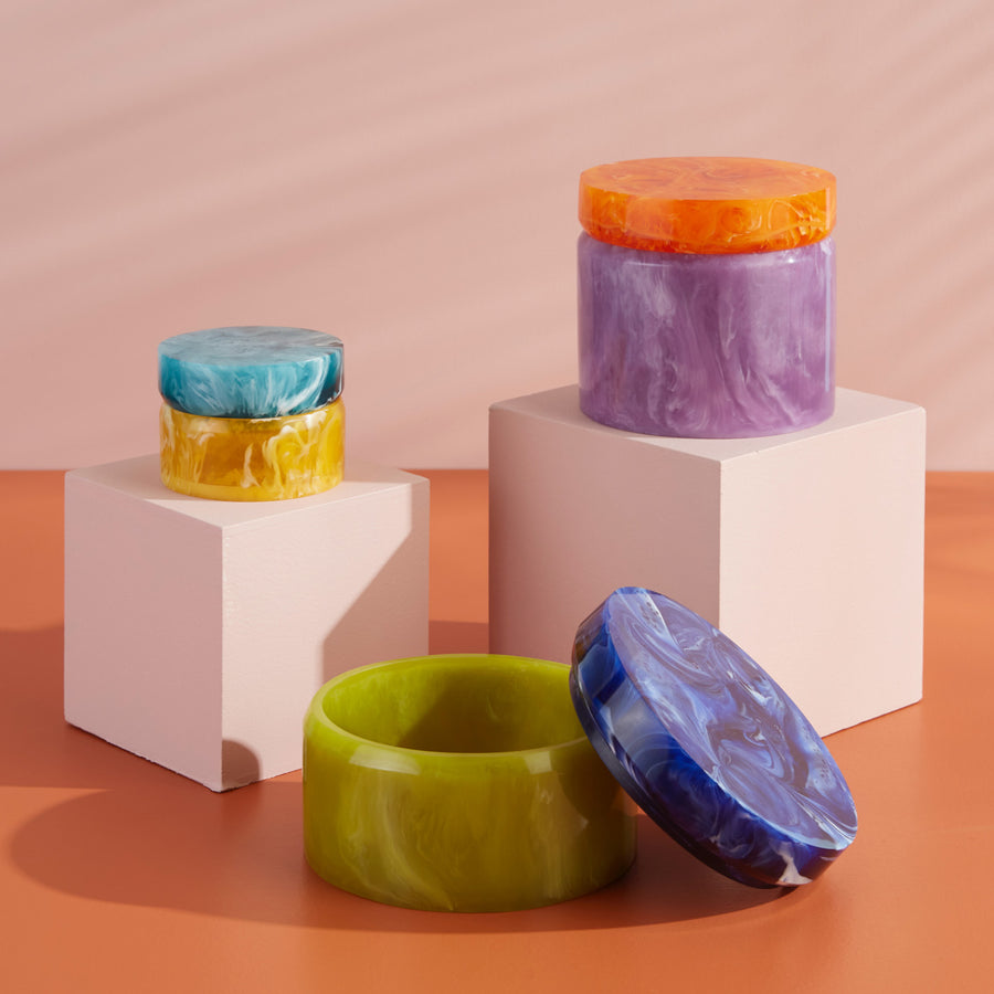 Marbleized Cylindrical Box L | Jonathan Adler Mustique | Oroa.com