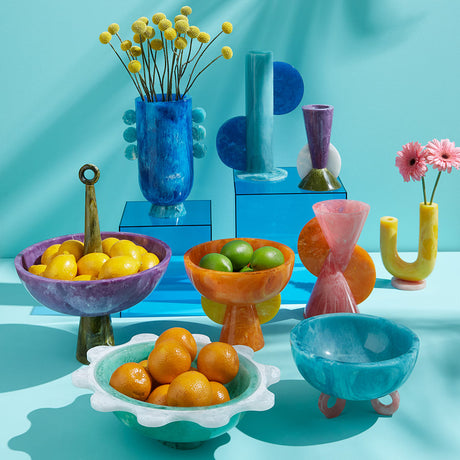 Orange Marbleized Pedestal Bowl | Jonathan Adler Mustique | Oroa.com