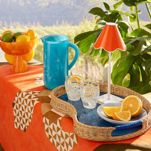 Orange Marbleized Pedestal Bowl | Jonathan Adler Mustique | Oroa.com