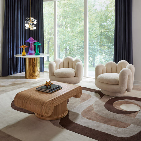 Wavy Back Bouclé Swivel Chair | Jonathan Adler Serpentine | Oroa.com