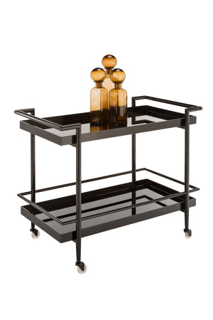 Modern European furniture - Black Glass Shelves Bar Cart - www.oroa.com