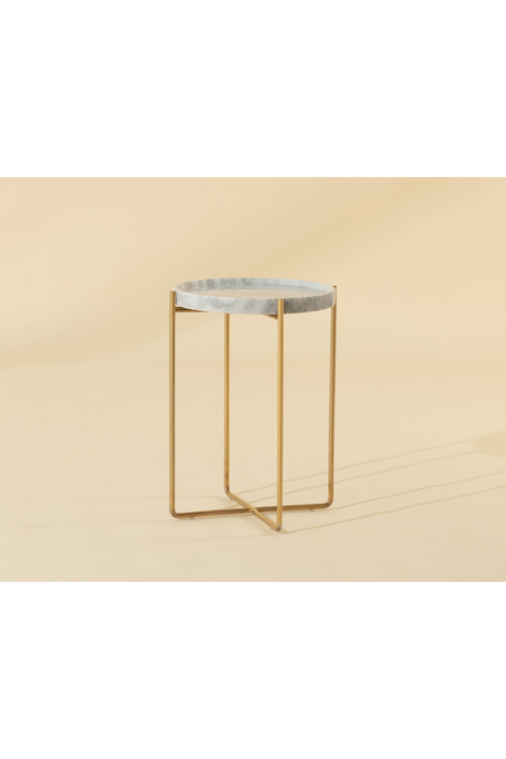 Modern European furniture - White Marble End Table - www.oroa.com