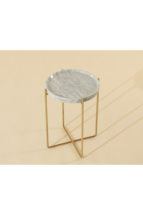 Modern European furniture - White Marble End Table - www.oroa.com