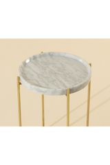 Modern European furniture - White Marble End Table - www.oroa.com