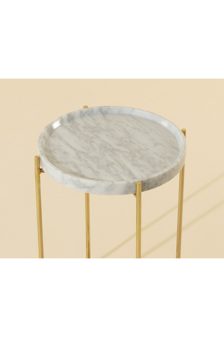 Modern European furniture - White Marble End Table - www.oroa.com