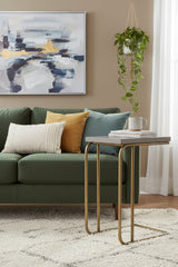 Modern European furniture Gray Concrete C-Shaped End Table  - www.oroa.com