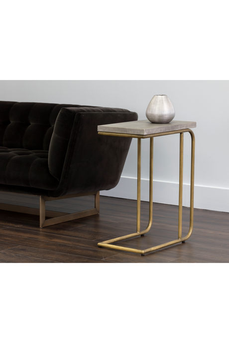 Modern European furniture Gray Concrete C-Shaped End Table  - www.oroa.com