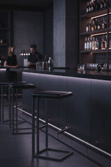 Modern European furniture - Leather Look Cantilevered Bar Stool - www.oroa.com