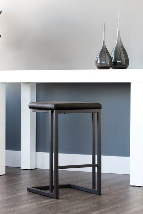 Modern European furniture - Black Leather Look Counter Stools (2) - www.oroa.com