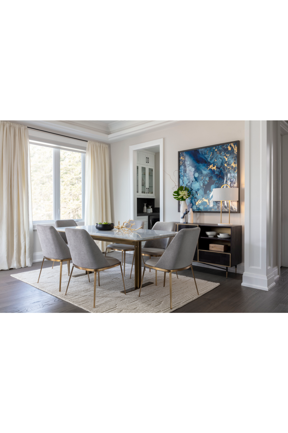 White Marble Rectangular Dining Table | Splendido Ambrosia | Oroa.com