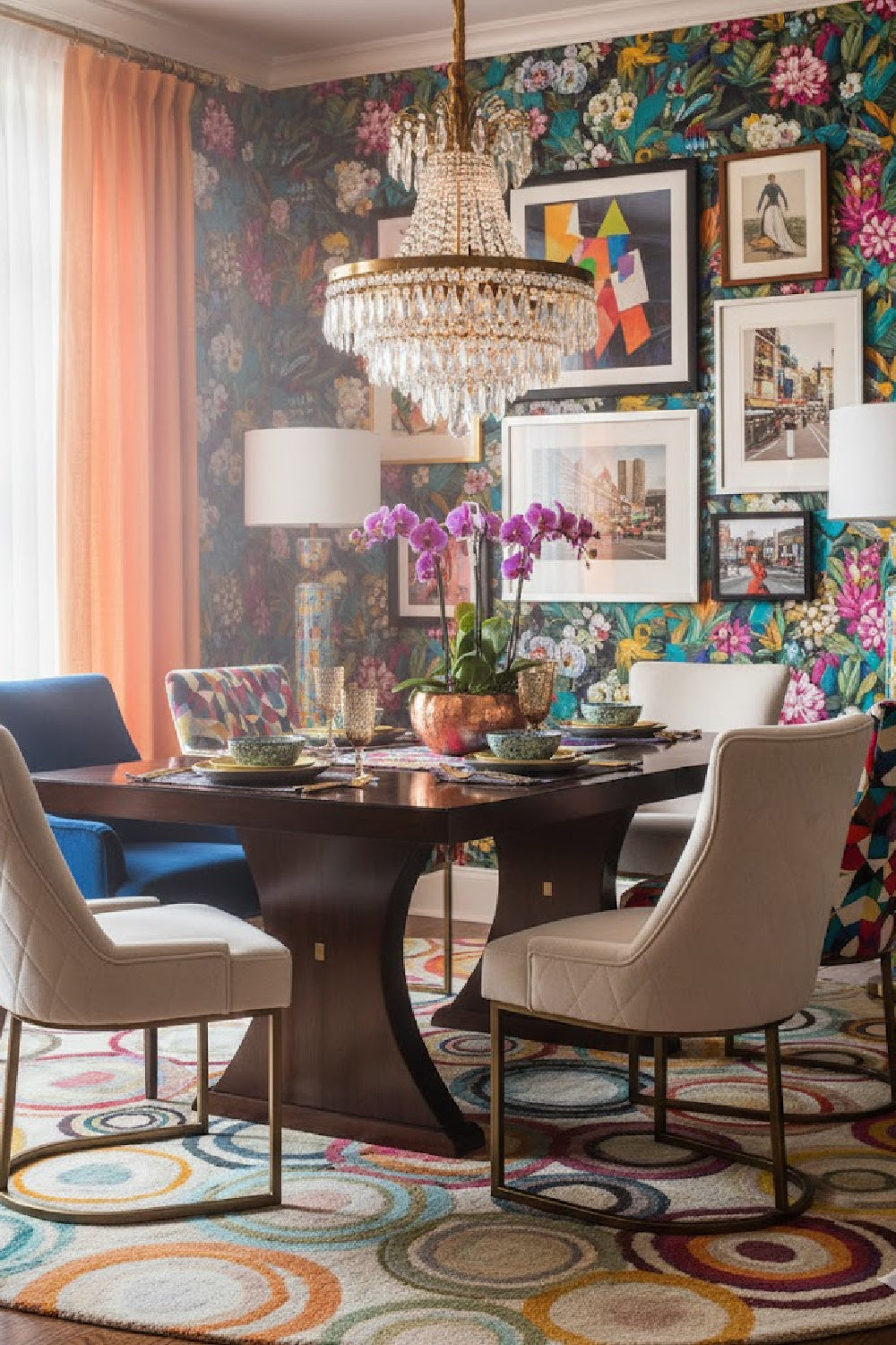 Modern European furniture - Bronze Cantilever Fabric Dining Chairs (2) - www.oroa.com
