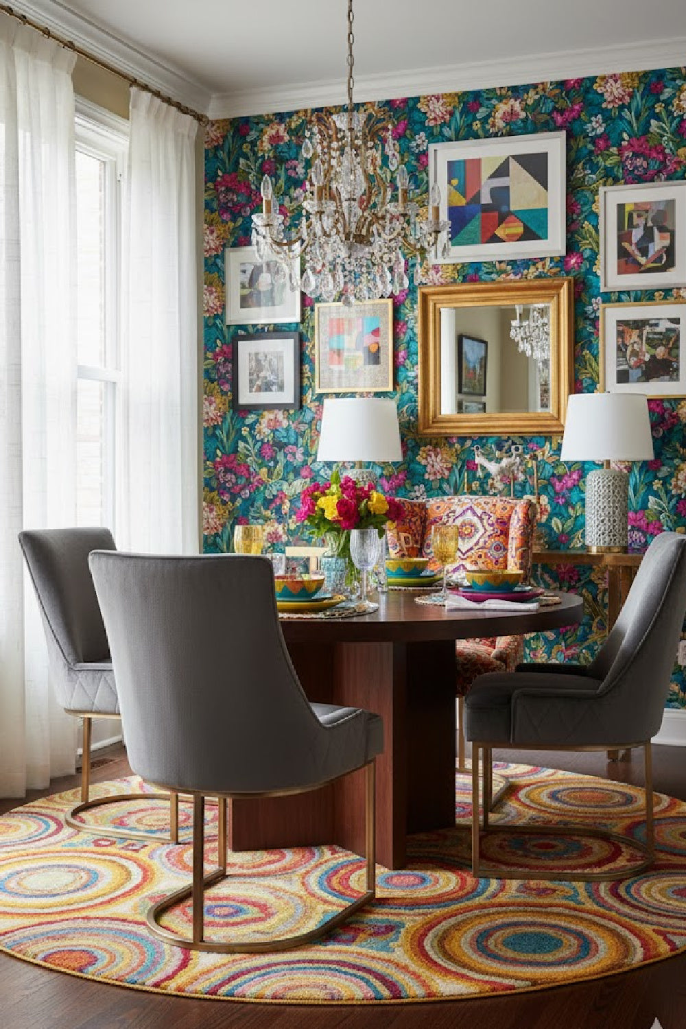 Modern European furniture - Bronze Cantilever Fabric Dining Chairs (2) - www.oroa.com
