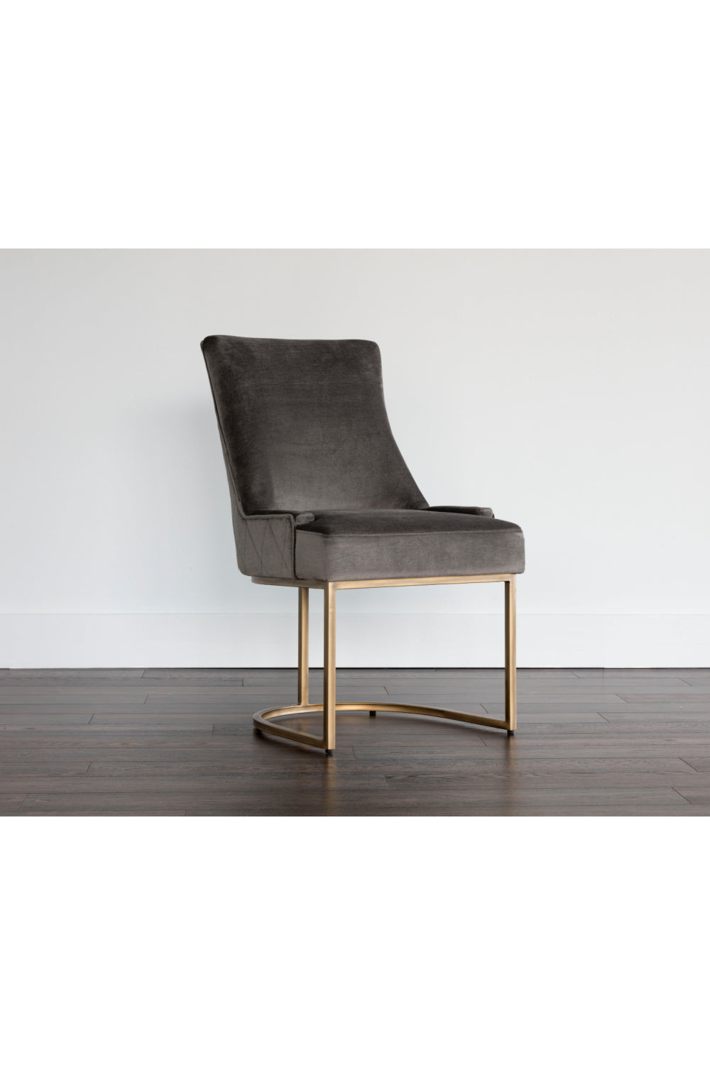 Modern European furniture - Bronze Cantilever Fabric Dining Chairs (2) - www.oroa.com
