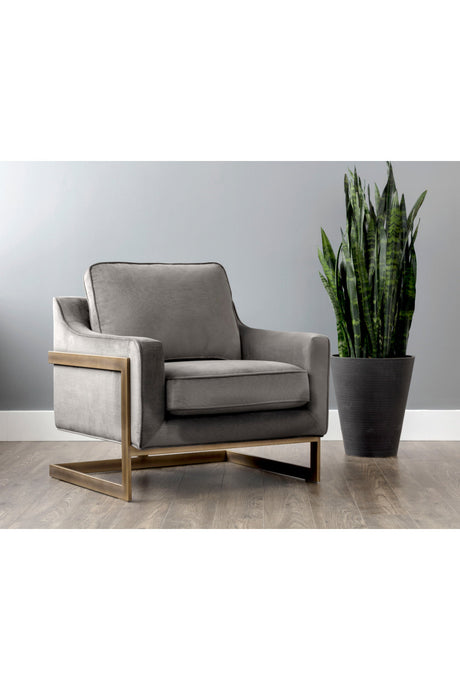 Modern European furniture - Bronze Frame Cantilevered Lounge Chair - www.oroa.com