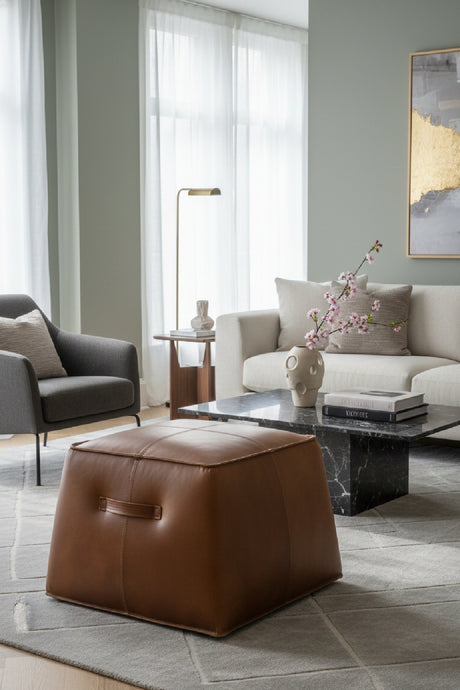 Leather Inspired Cube Ottoman | Splendido Aspen