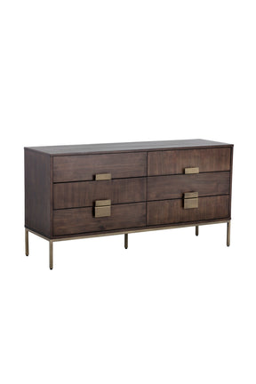 Dark Acacia Veneer 6-Drawer Dresser by Splendido Jade