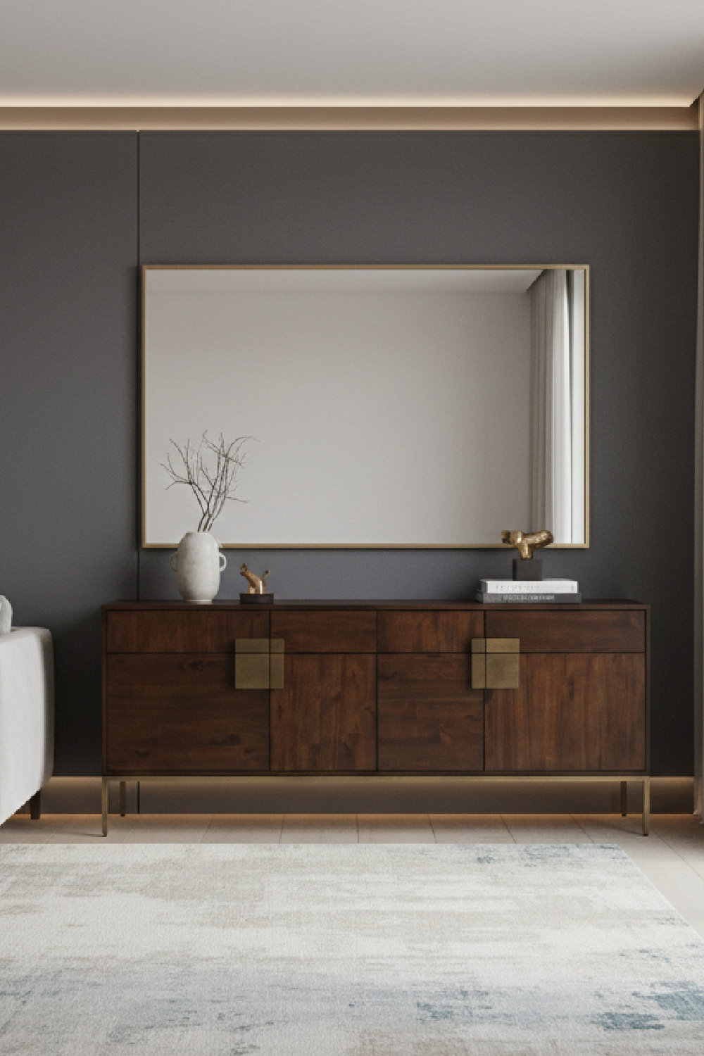 Modern European furniture - Brown Wooden 4-Drawer Sideboard - www.oroa.com