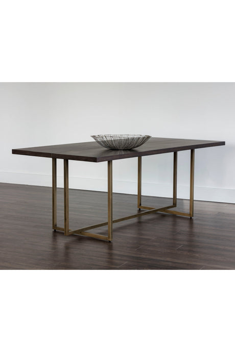 Modern European furniture - Contemporary Wood & Brass Dining Table - www.oroa.com