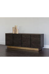 Modern European furniture - Brown Oak Fluted 4-Door Sideboard - www.oroa.com