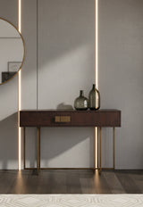 Modern European furniture - Brown Wooden 2-Drawer Console Table - www.oroa.com
