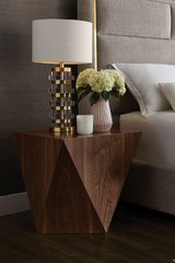 Modern European furniture - Geometrical Walnut End Table - www.oroa.com
