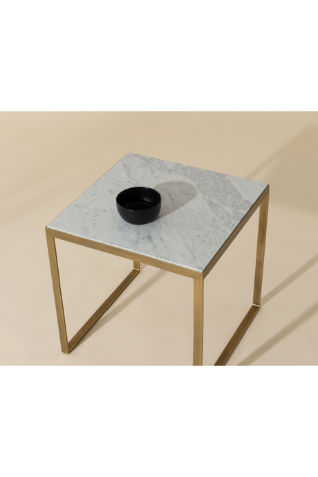 Modern European furniture - Italian Marble Square End Table - www.oroa.com