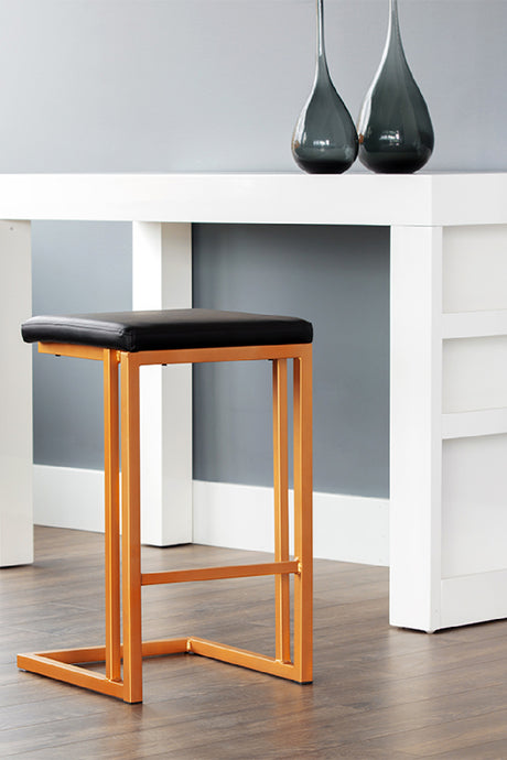 Black Leather Look Counter Stools (2) | Splendido Boone | Oroa.com