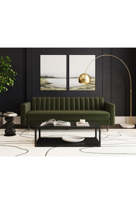 Channeled Green Velvet Sofa | Splendido Yosi