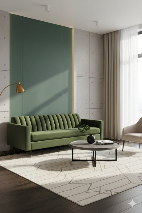 Channeled Green Velvet Sofa | Splendido Yosi | Oroa.com