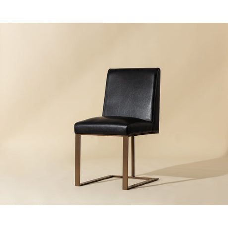 Modern European furniture - Black Leather Cantilevered Dining Chair - www.oroa.com