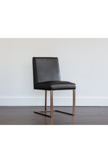 Black Leather Cantilevered Dining Chair | Splendido Dean