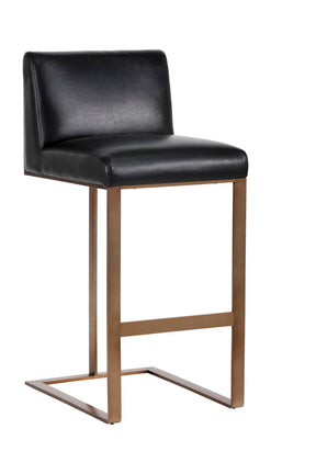Black Leather Cantilevered Bar Stool by Splendido Dean Barstool