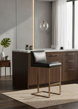 Modern European furniture - Black Leather Cantilevered Bar Stool  - www.oroa.com