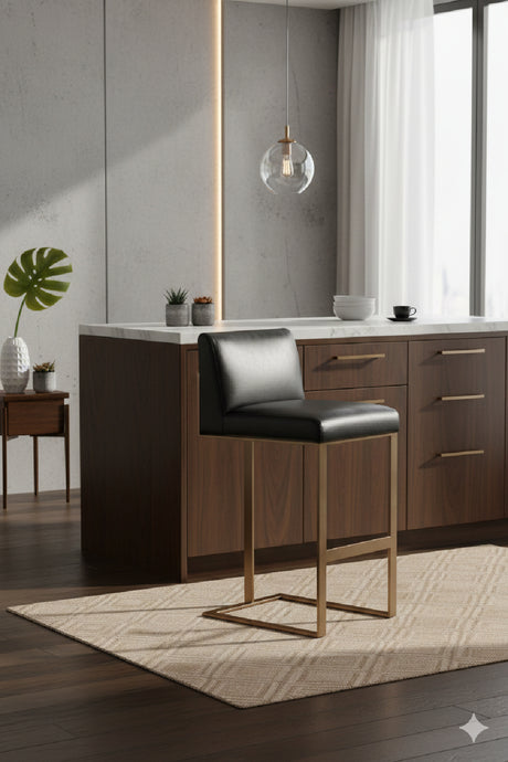 Black Leather Cantilevered Bar Stool | Splendido Dean | Oroa.com