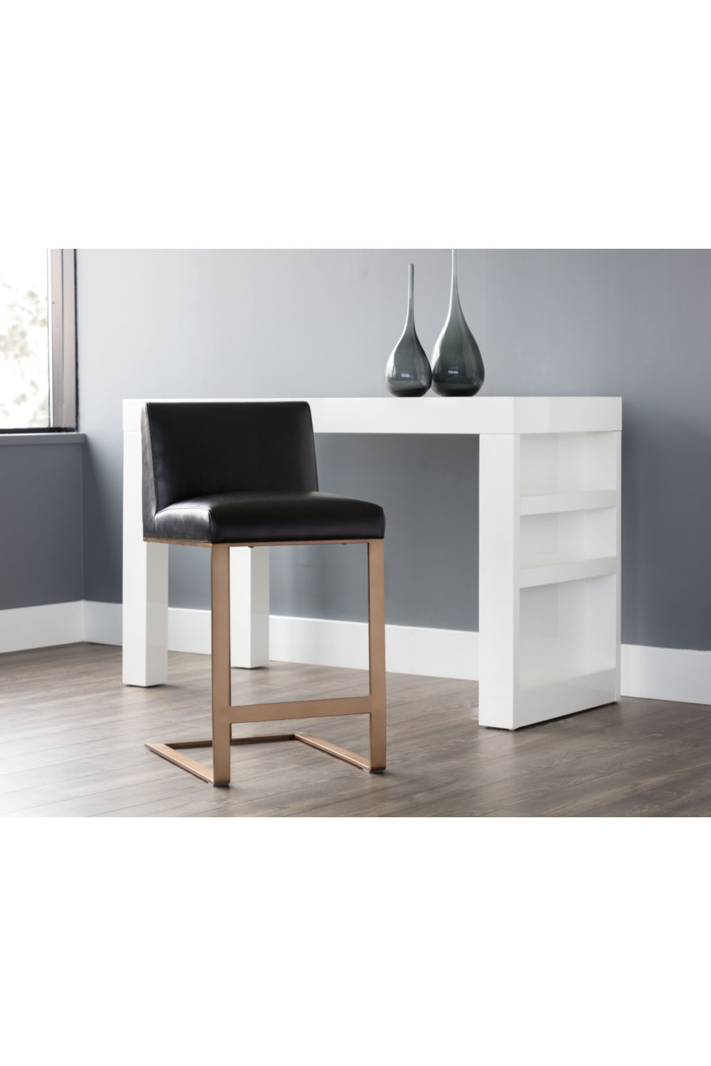 Modern European furniture - Black Bonded Leather Counter Stool - www.oroa.com