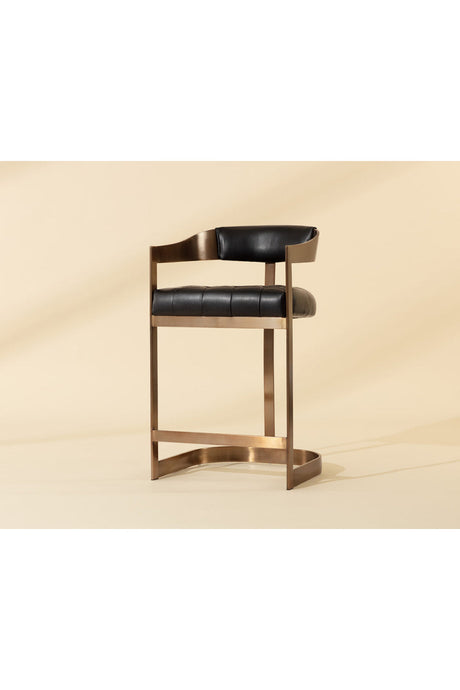 Modern European furniture - Black Leather T-Shaped Counter Stool - www.oroa.com