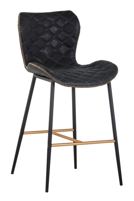 Modern European furniture - Leather-Look Diamond-Stitched  Counter Stools (2) - www.oroa.com