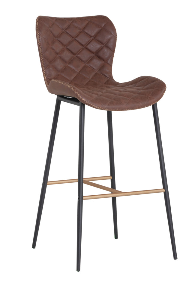 Diamond-Stitched Leather Look Bar Stools (2) | Splendido Lyla 