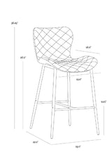 Modern European furniture - Leather-Look Diamond-Stitched  Counter Stools (2) - www.oroa.com