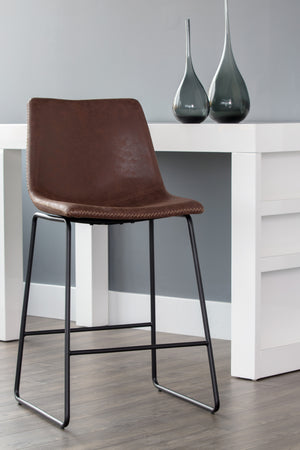 Modern European furniture - Leather-Look Mid-Century Counter Stools (2) - www.oroa.com