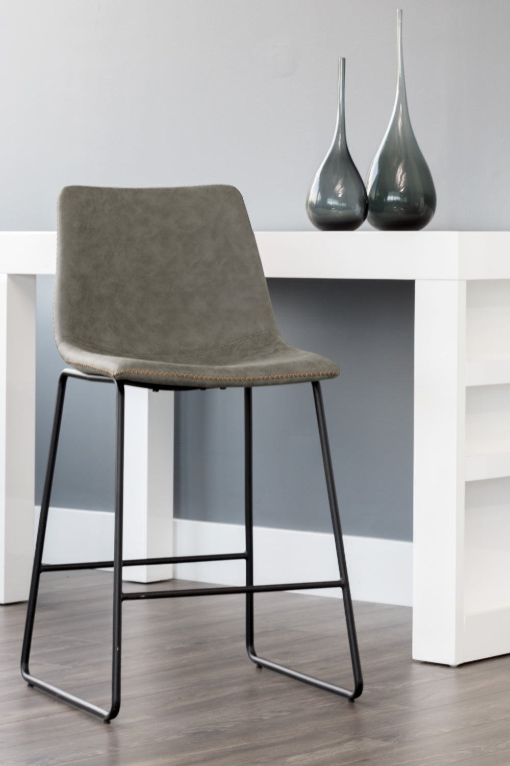 Modern European furniture - Leather-Look Mid-Century Counter Stools (2) - www.oroa.com