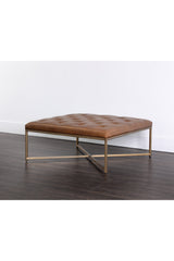 Modern European furniture - Brown Leather Button-Tufted Ottoman - www.oroa.com