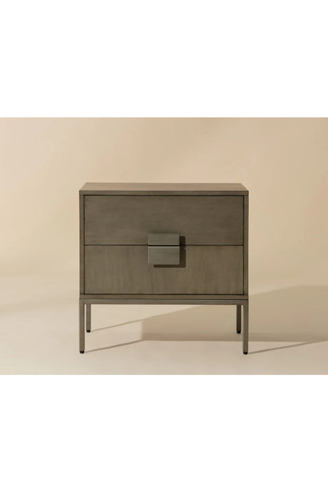 Modern European furniture - Acacia Wood 2-Drawer Nightstand - www.oroa.com