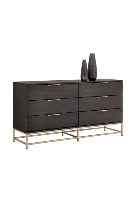 Modern European furniture - Dark Gray Oak 6-Drawer Dresser - www.oroa.com